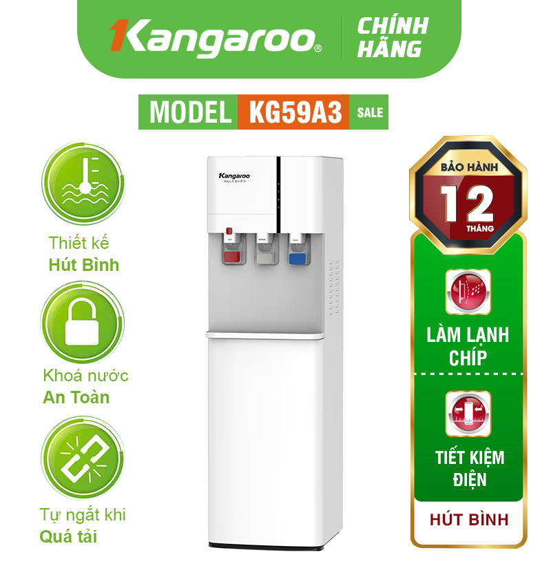 Cây nước nóng lạnh Kangaroo KG59A3 - Cây hút bình
