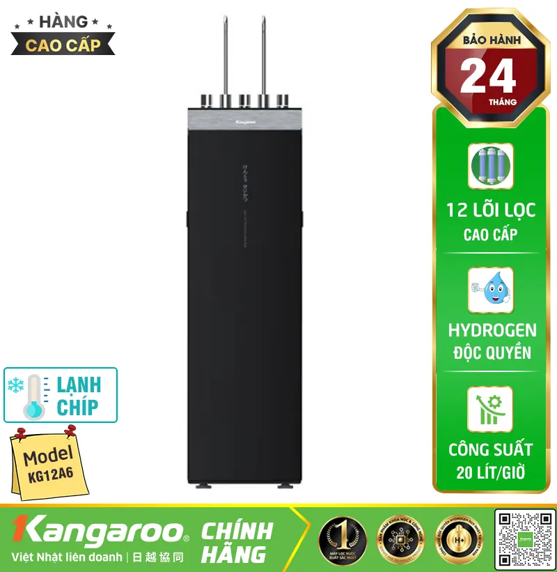 Máy lọc nước Kangaroo Hydrogen nóng lạnh KG12A6 - 12 lõi, Mẫu 2025