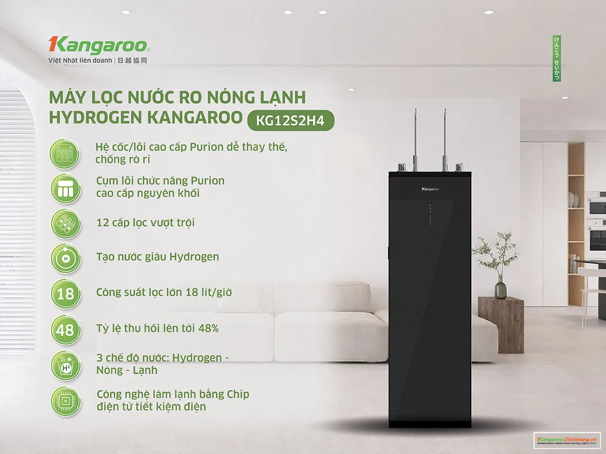 Máy lọc nước Kangaroo Hydrogen nóng lạnh KG12S2H4 Máy lọc nước Kangaroo Hydrogen nóng lạnh KG12S2H4