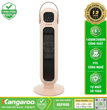 Máy sưởi gốm Kangaroo KGFH8G - Phù Hợp 10 - 20 m2