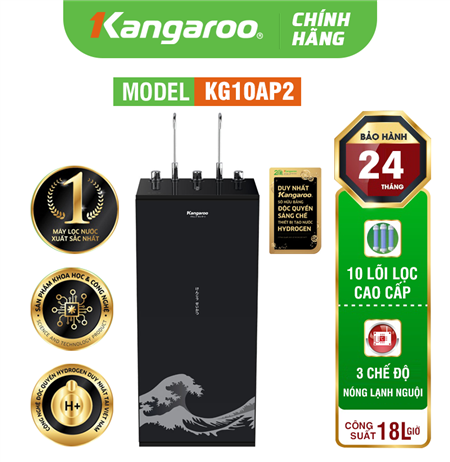 Máy lọc nước Kangaroo Hydrogen nóng lạnh KG10AP2 - 10 Lõi, Mẫu 2024