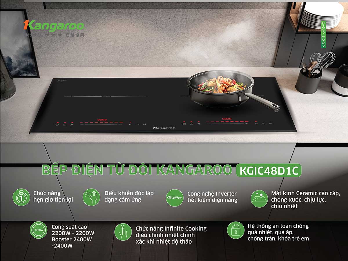 Bếp từ đôi lắp âm Kangaroo KGIC48D1C