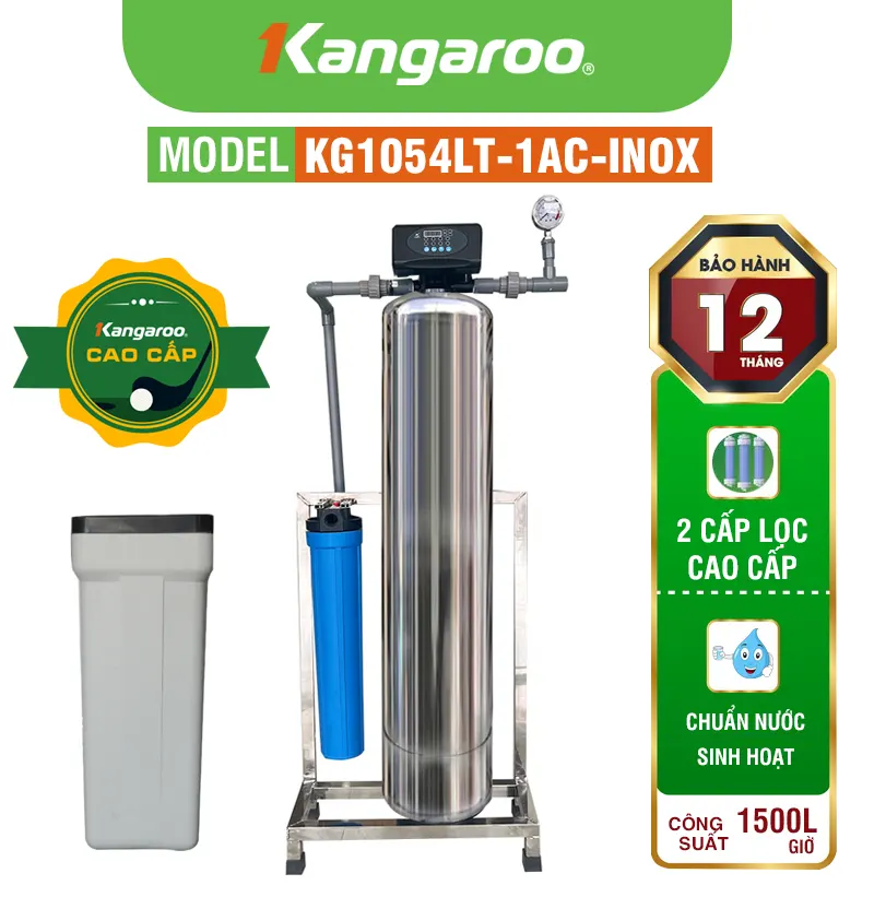 Bộ lọc tổng đầu nguồn gia đình KGLT1054-1AC-INOX, Van tự động, Xử lý Canxi