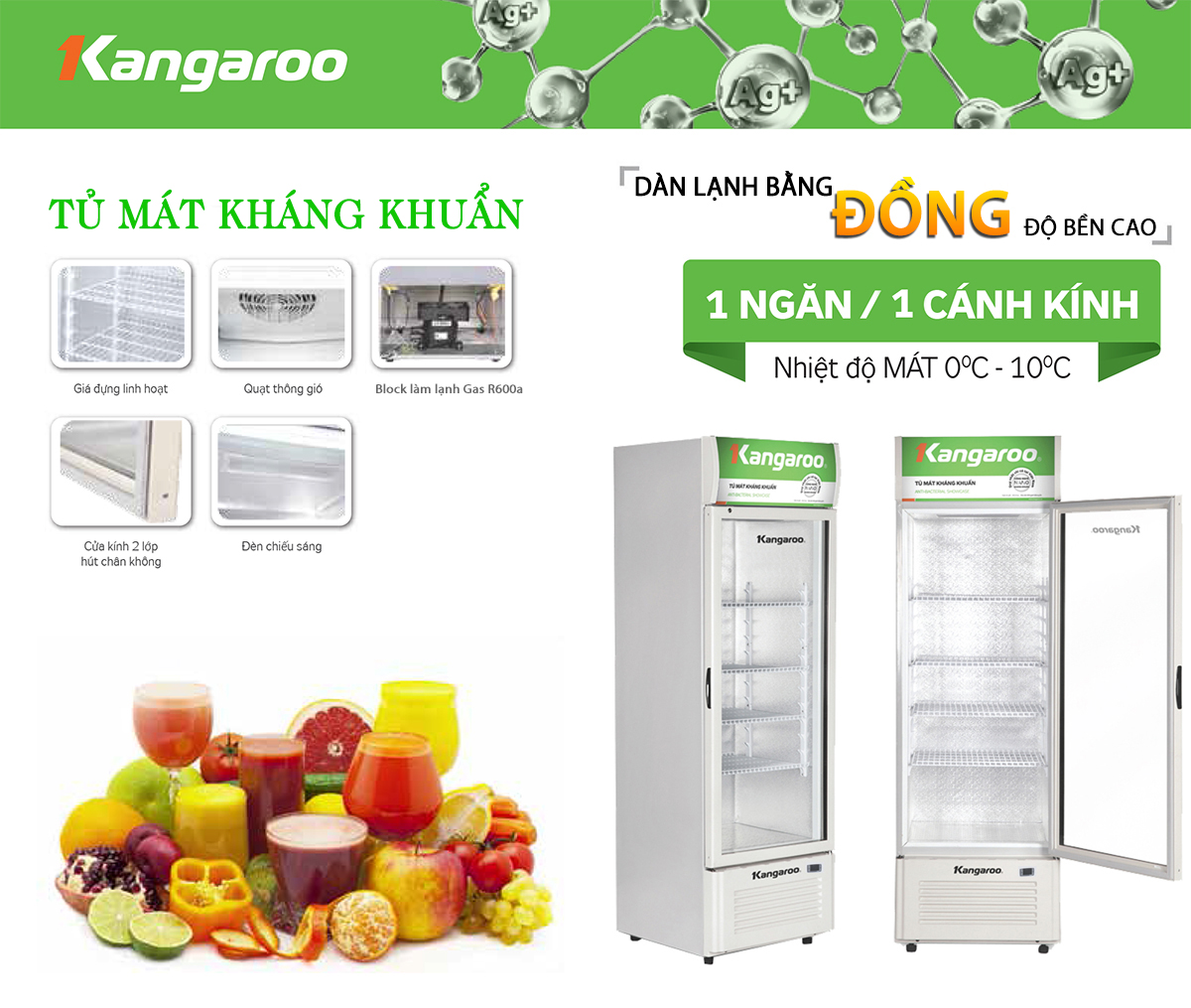 Tủ mát kháng khuẩn Kangaroo KG409CT1