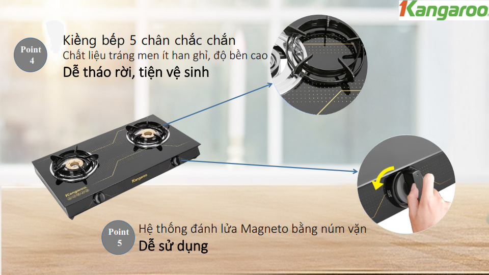 Bếp Gas đôi Kangaroo KG516M