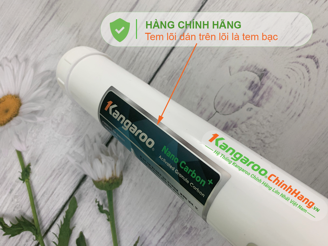 Tem Lõi lọc nước Kangaroo Hydrogen số 9 NANO CARBON + (HP) là tem bạc