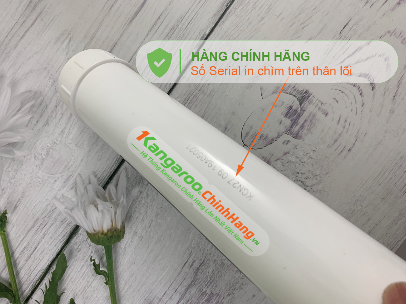 Số Serial lõi được in chìm Lõi lọc nước Kangaroo Hydrogen số 9 NANO CARBON + (HP)