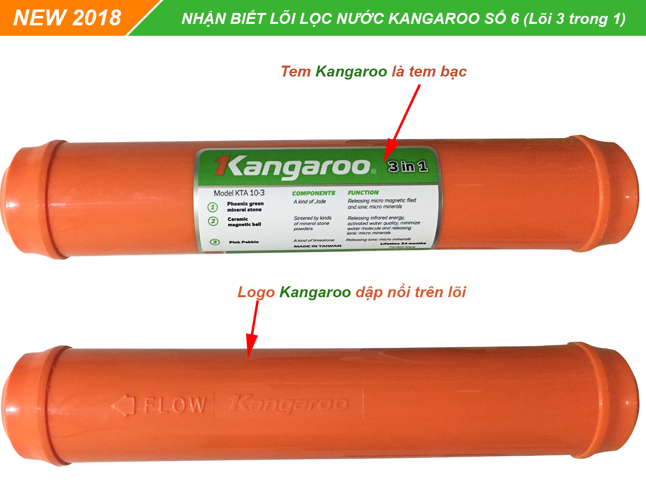 Nhận biết lõi lọc nước Kangaroo 3 trong 1 chính hãng Nhận biết lõi lọc nước Kangaroo 3 trong 1 chính hãng