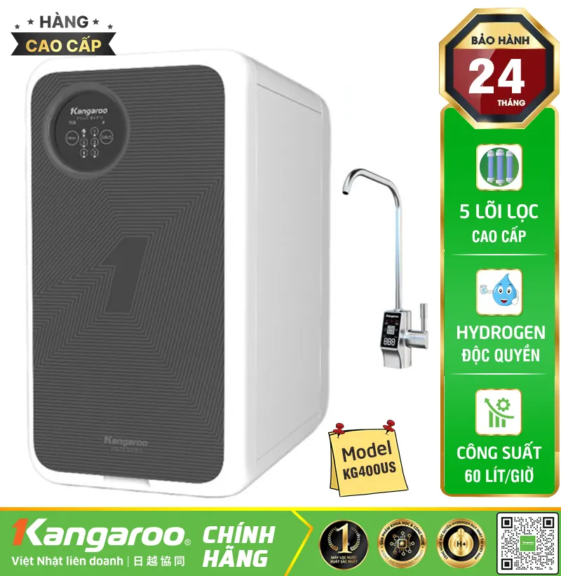 Máy lọc nước Kangaroo Hydrogen KG400US - Thông minh, Mẫu 2025