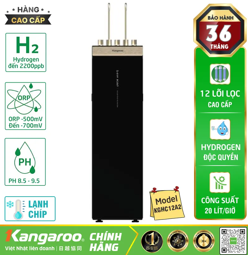Máy lọc nước Kangaroo Hydrogen ion kiềm nóng lạnh KGHC12A2