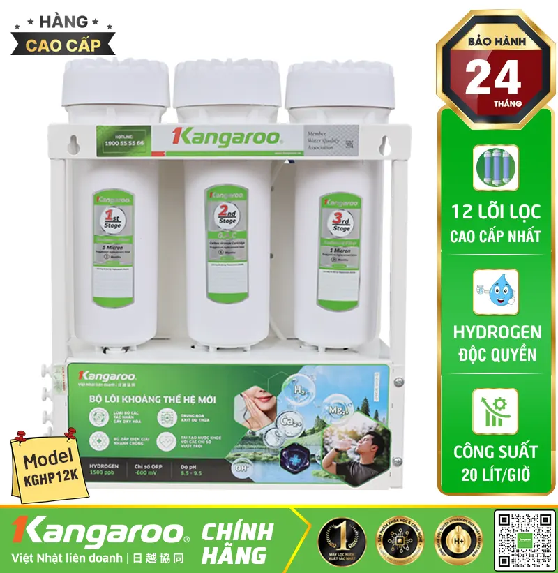 Máy lọc nước Kangaroo Hydrogen KGHP12K - 12 Lõi Mới 2025