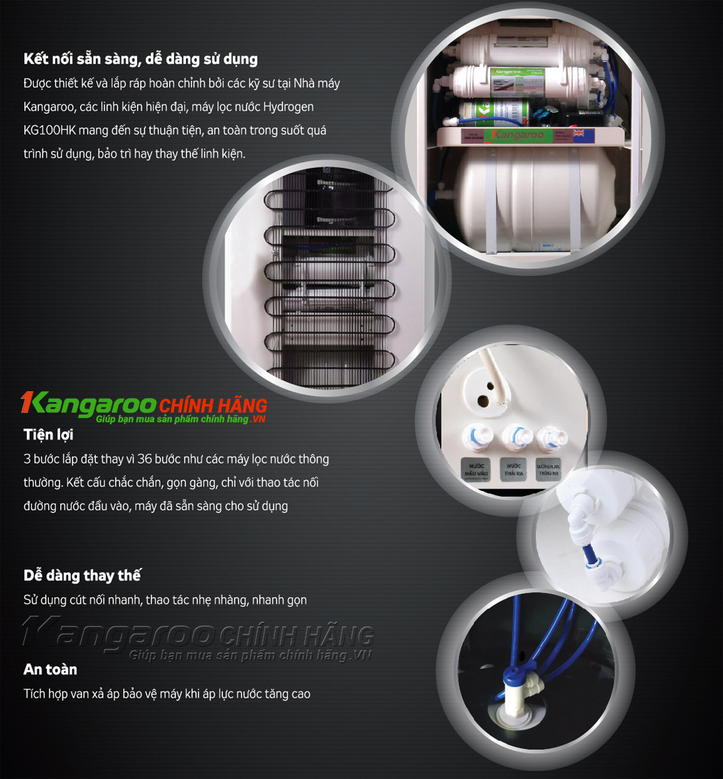 Máy lọc nước Kangaroo Hydrogen KG100HK Nóng - Lạnh - RO