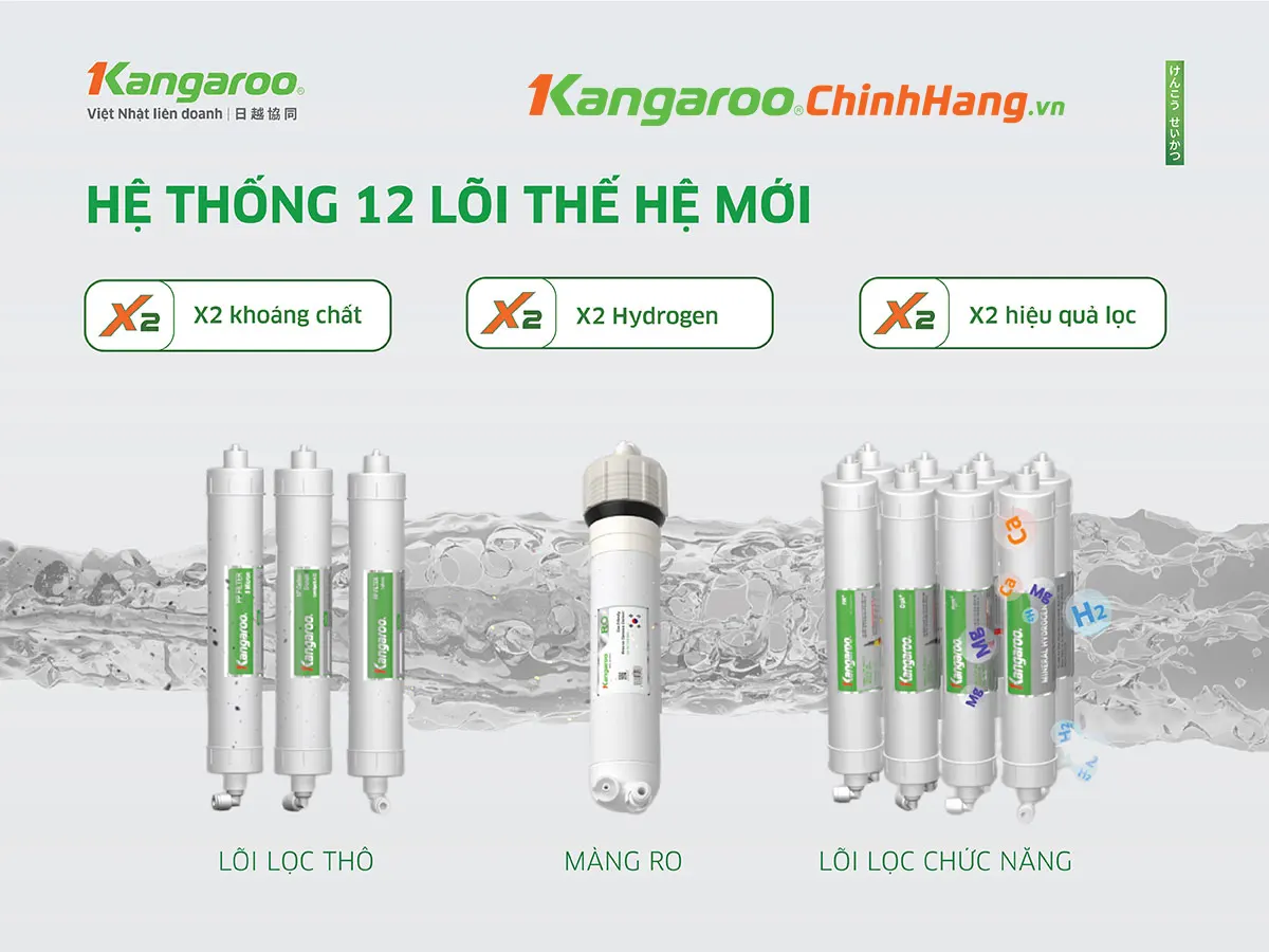 Hệ thống lõi lọc nước của máy Kangaroo KG12A8