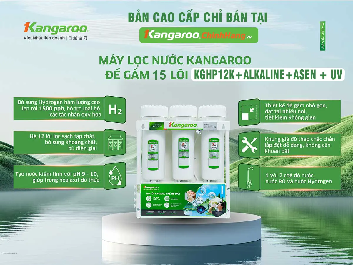 Máy lọc nước Hydrogen ion Kiềm Kangaroo KGHP12K