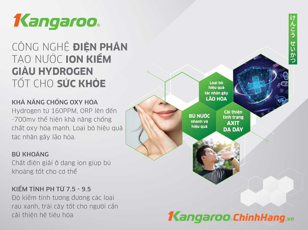 Máy lọc nước Kangaro Hydrogen KG10A8ES 