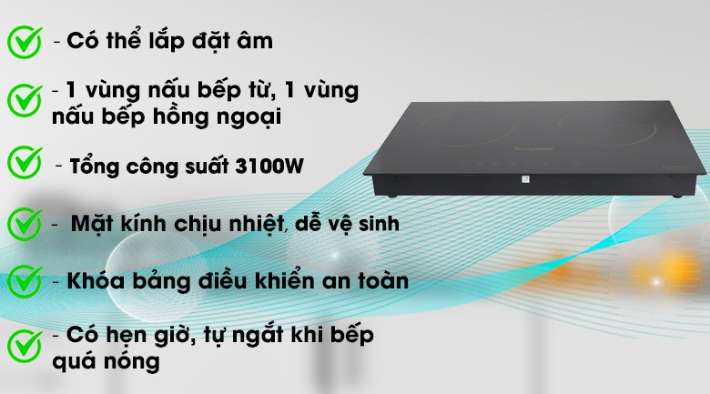 Bếp đôi điện từ hồng ngoại Kangaroo KG499N