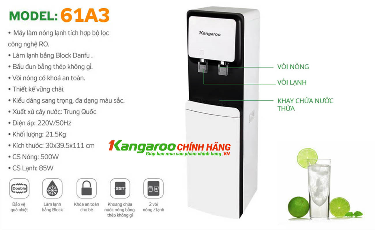Tính năng Cây nước nóng lạnh Kangaroo KG61A3 Tính năng Cây nước nóng lạnh Kangaroo KG61A3
