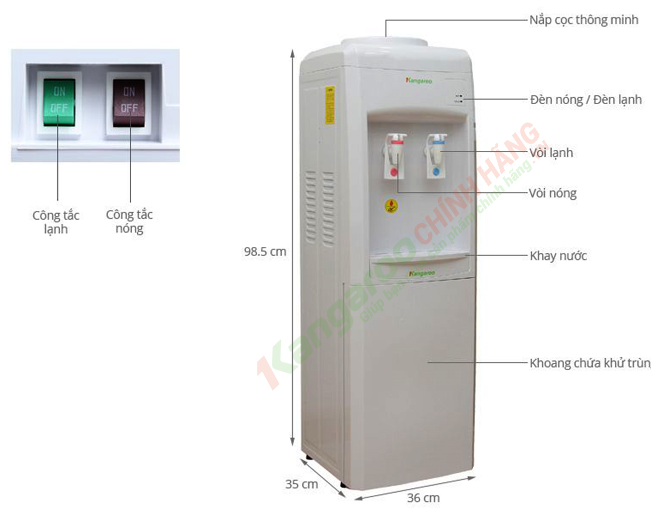 Cây nước nóng lạnh Kangaroo KG34C Cây nước nóng lạnh Kangaroo KG34C