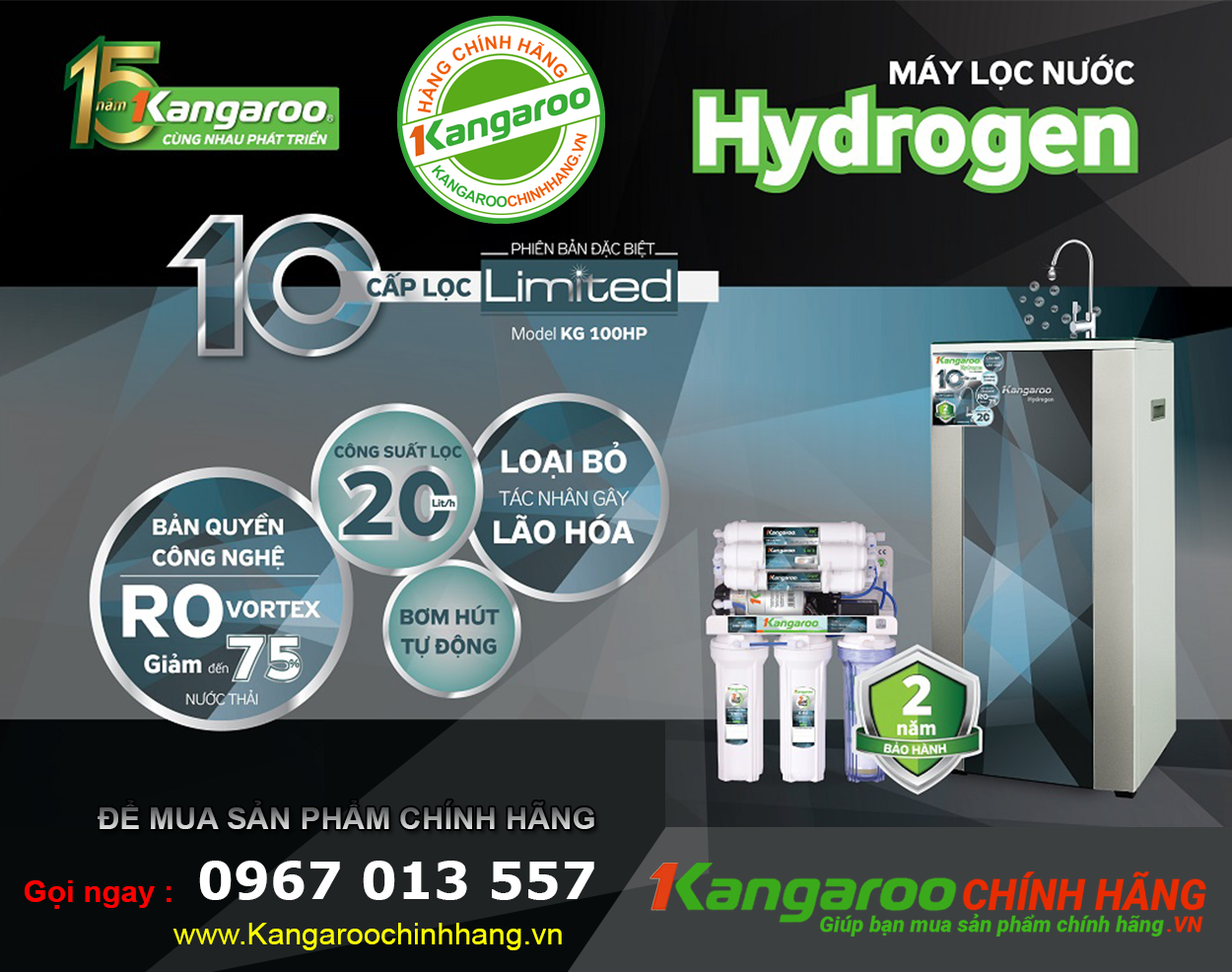 Máy lọc nước Kangaroo Hydrogen Plus KG100HP Máy lọc nước Kangaroo Hydrogen Plus KG100HP