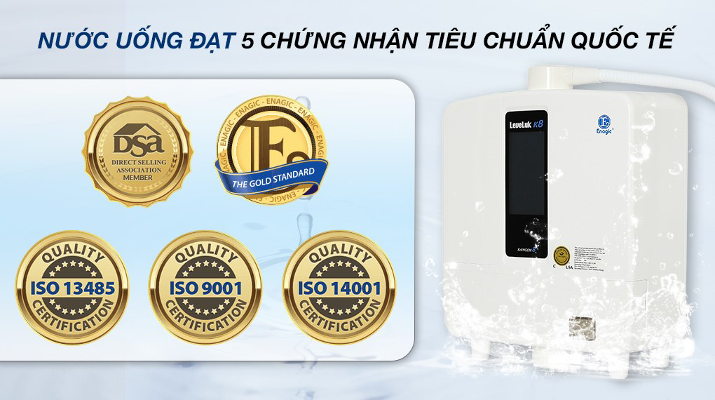 Máy lọc nước ion kiềm Kangen Leveluk K8 chứng nhận 5 sao